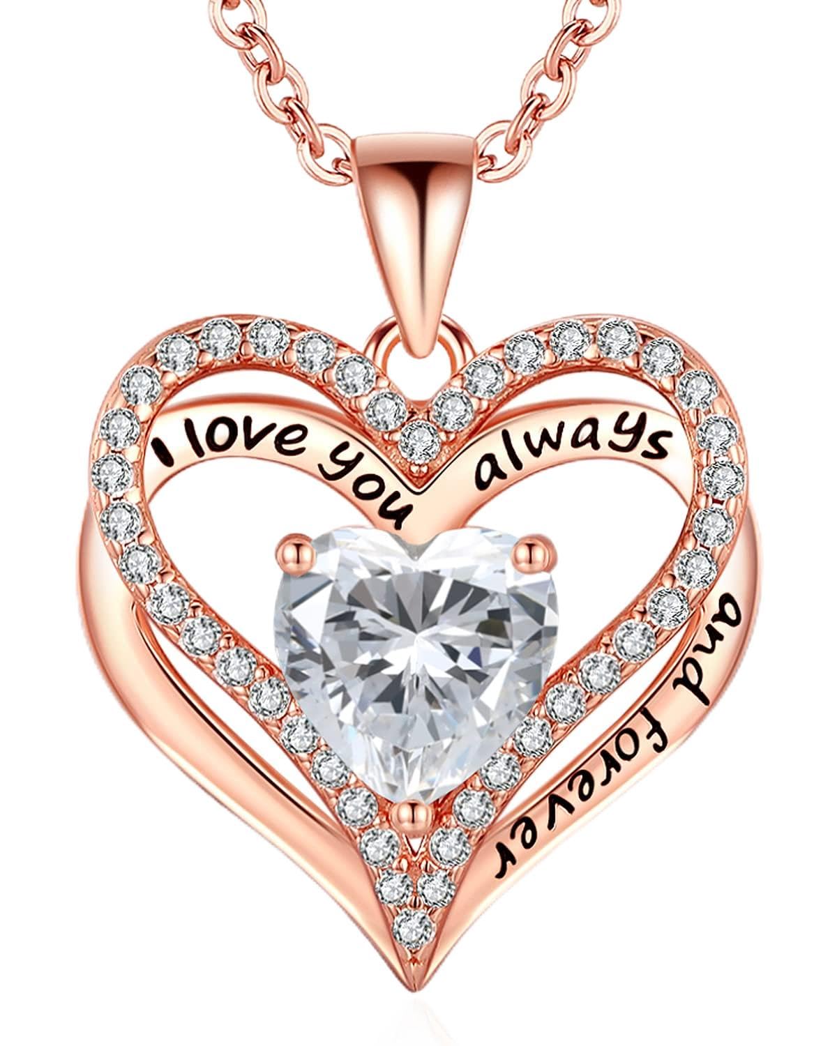 925 Silver Heart Love Necklace Women, Wife Anniversary Jewelry Gift for Her