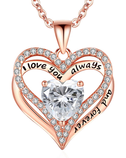 925 Silver Heart Love Necklace Women, Wife Anniversary Jewelry Gift for Her