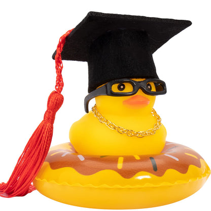 Car Rubber Duck, Yellow Duck Decoration Dashboard with Sun Hat Swim Ring Necklace Sunglasses for Car Dashboard Decorations