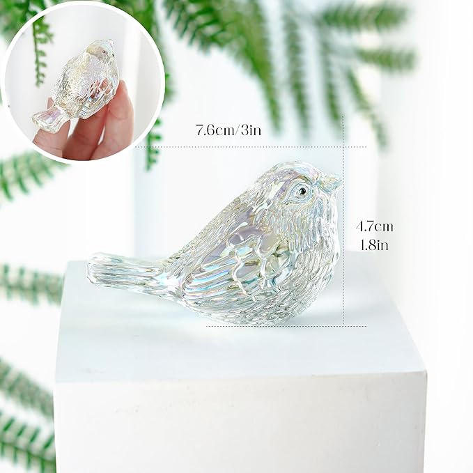 Blown Glass Bird Figurines - Crystal Collectible Decor for Home & Gifts