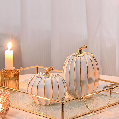 Pumpkin Decor Fall Decoration, Resin Gold Pumpkins for Decorating
