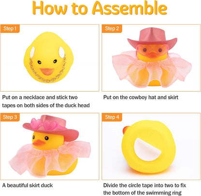 Rubber Duck Car Ornaments Duck Car Dashboard Decorations for Cute Car Accessories with Dress Heart Shape Sunglasses, Pink&Golden-Pink Gilt Skirt