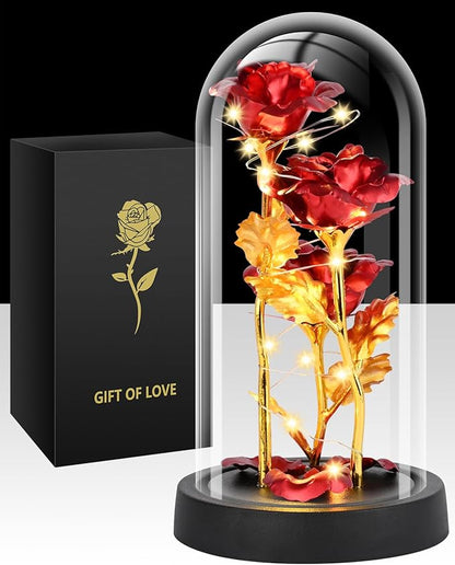 Rose Flower in Glass Dome - Romantic Gifts