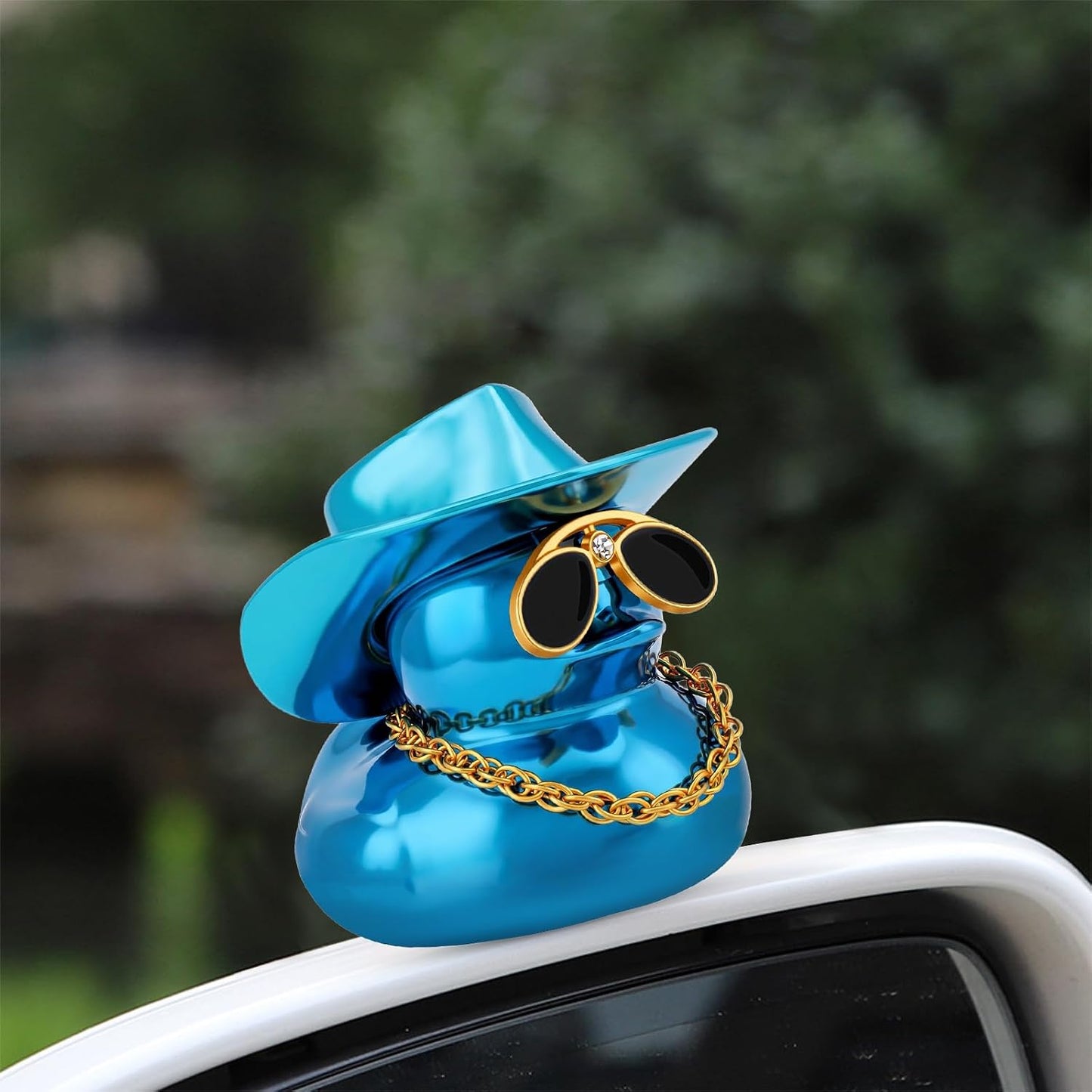 Metallic Cowboy Rubber Ducks, Car Dashboard Decorations, Blue | Safe PVC, Metallic Glitter Duck, DIY Accessories, Office Desks, Bedroom Shelves Ornament, Birthday Gifts for Ducky Collectors