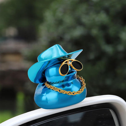 Metallic Cowboy Rubber Ducks, Car Dashboard Decorations, Blue | Safe PVC, Metallic Glitter Duck, DIY Accessories, Office Desks, Bedroom Shelves Ornament, Birthday Gifts for Ducky Collectors
