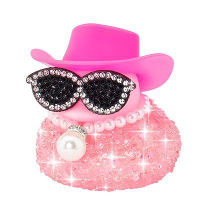 Pink Diamond Rubber Duck Car Ornaments Dashboard Decorations for Cool car Accessories with Diamond