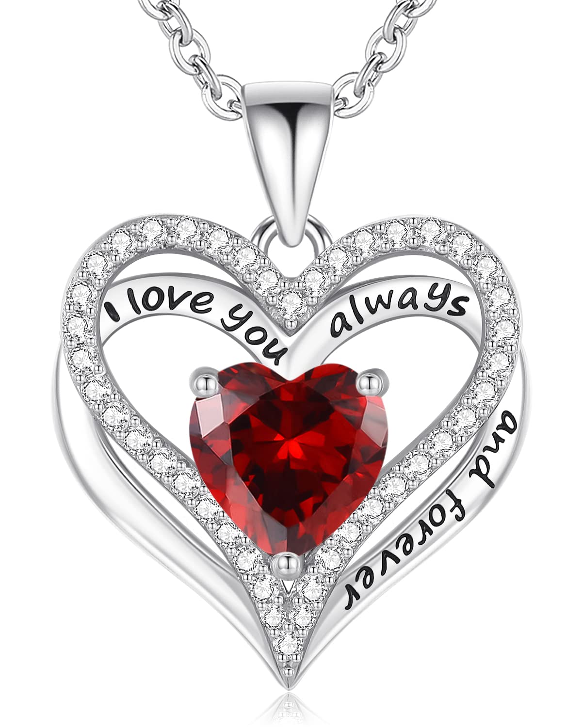 925 Silver Heart Love Necklace Women, Wife Anniversary Jewelry Gift for Her