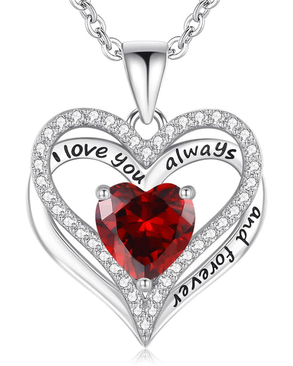 925 Silver Heart Love Necklace Women, Wife Anniversary Jewelry Gift for Her