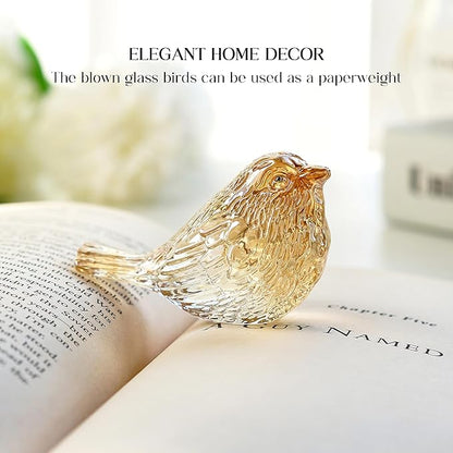 Blown Glass Bird Figurines - Crystal Collectible Decor for Home & Gifts