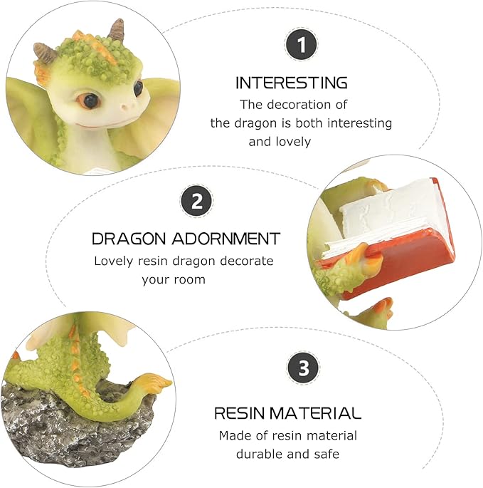 Dragon Statue Mini Figurine - Reading Dragon Decor