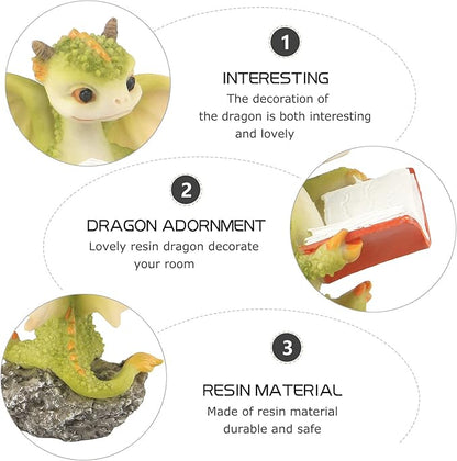 Dragon Statue Mini Figurine - Reading Dragon Decor