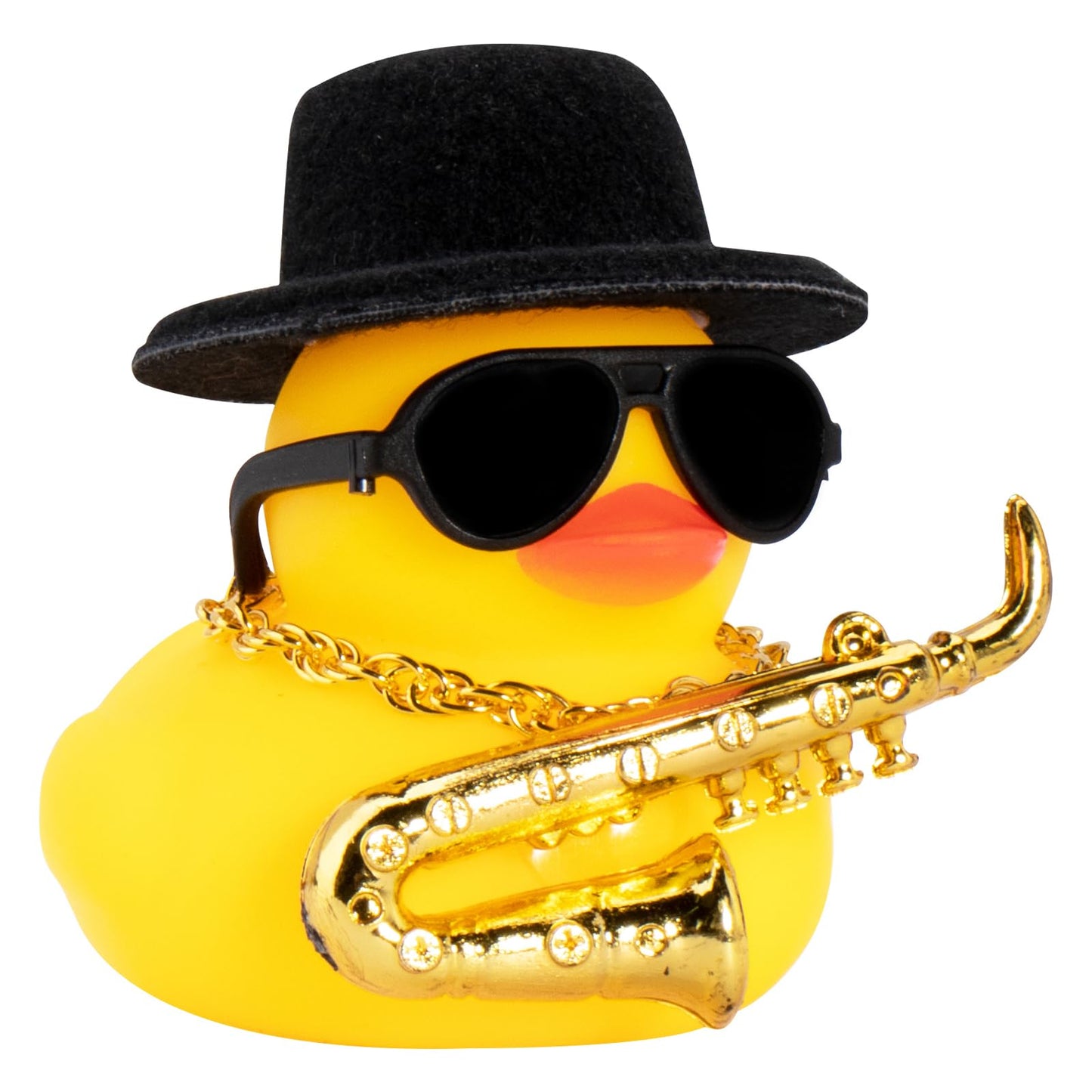 Car Rubber Duck, Yellow Duck Decoration Dashboard with Sun Hat Necklace Sunglasses for Car Dashboard Decorations, C-Duck-Black Cowboy Hat-Scarf