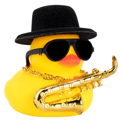 Car Rubber Duck, Yellow Duck Decoration Dashboard with Sun Hat Necklace Sunglasses for Car Dashboard Decorations, C-Duck-Black Cowboy Hat-Scarf