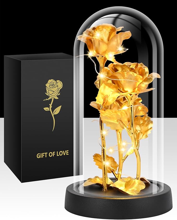 Rose Flower in Glass Dome - Romantic Gifts