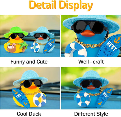 Summer Beachy Vacation Duckies, Tropical Paradise Rubber Duck Beach Surfing Ocean Voyage Rubber Ducks (Yellow, Coconut Drink, Palm Tree)