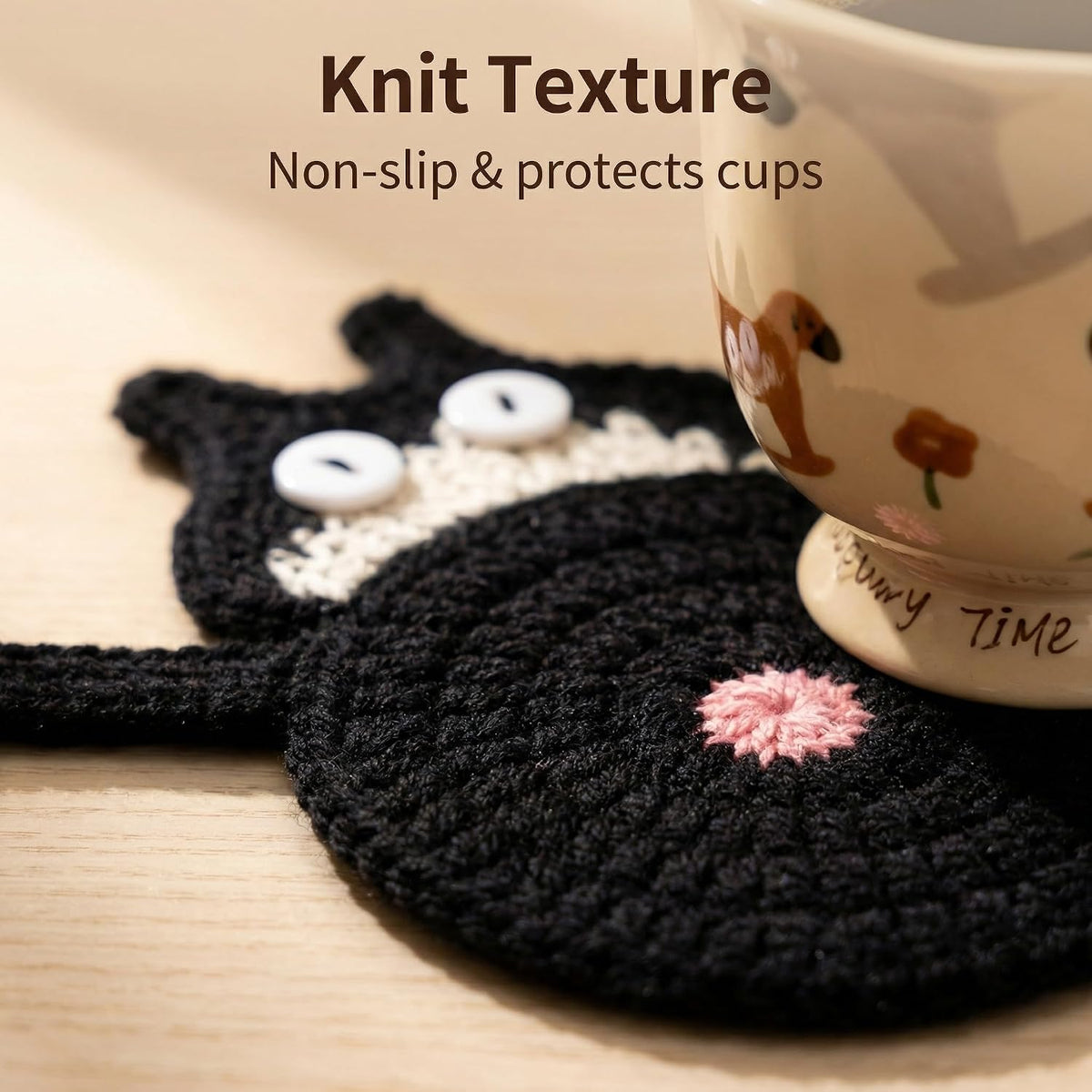 Coasters Gifts for Cat Lovers 3PCS Cat Coaster Woven Creative Cat Coaster