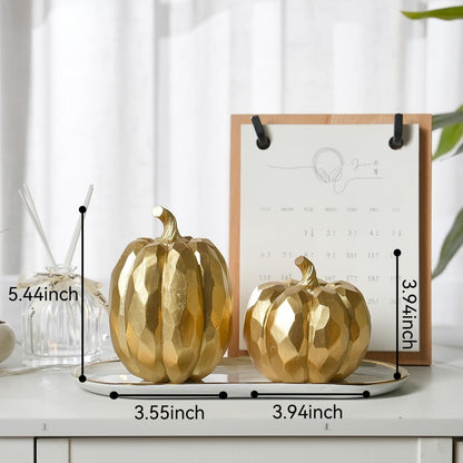 Pumpkin Decor Fall Decoration, Resin Gold Pumpkins for Decorating
