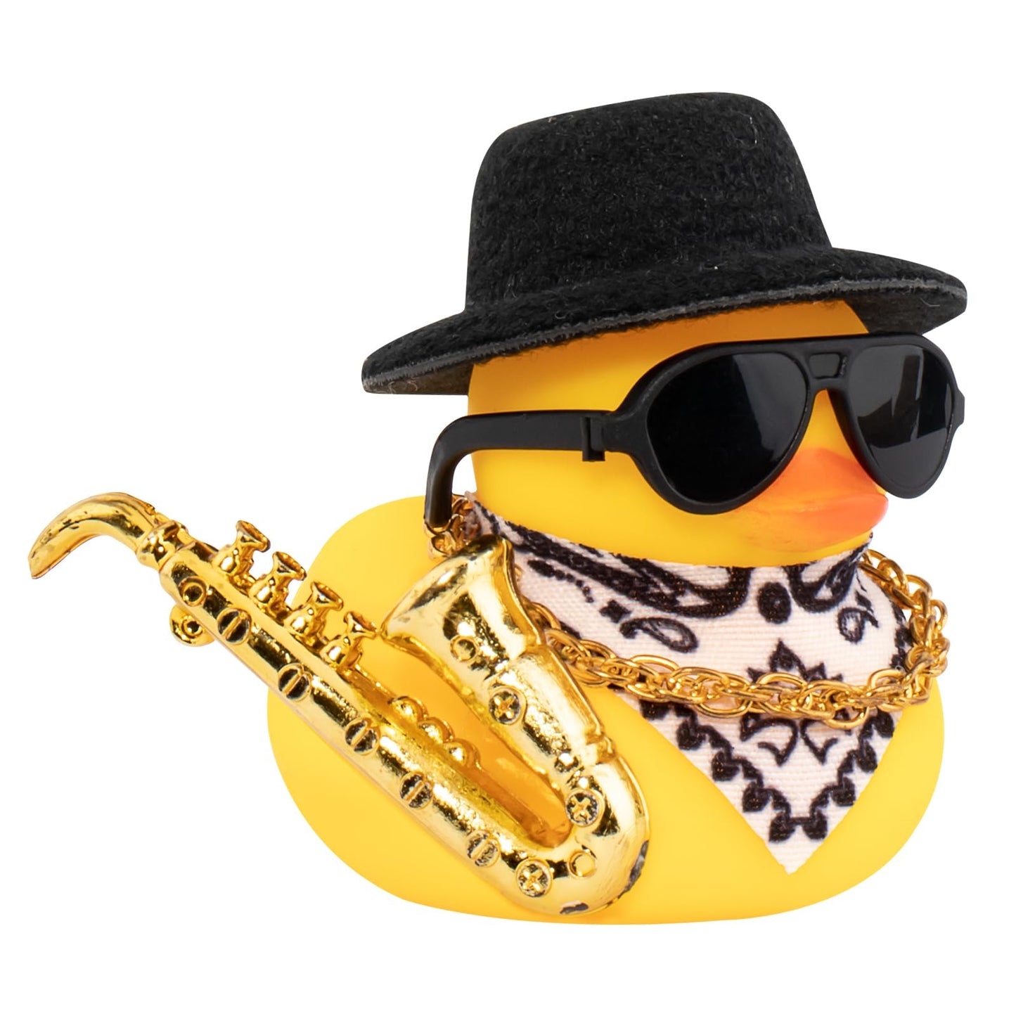 Car Rubber Duck, Yellow Duck Decoration Dashboard with Sun Hat Necklace Sunglasses for Car Dashboard Decorations, C-Duck-Black Cowboy Hat-Scarf