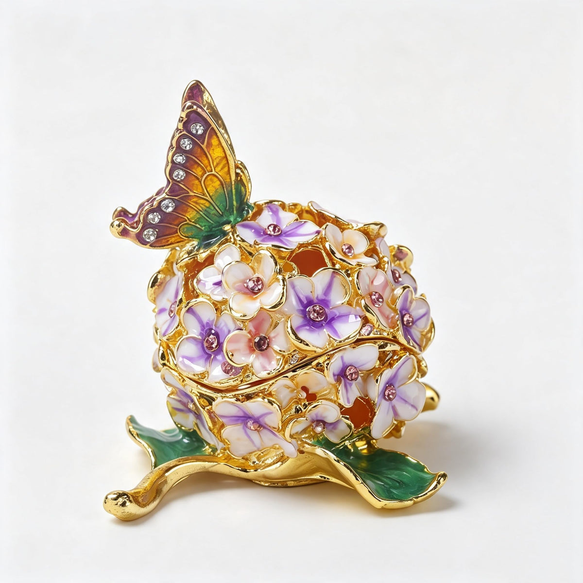 Enamel Peacock & Nature-Inspired Trinket Boxes