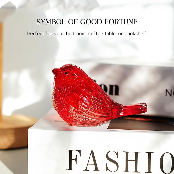 Blown Glass Bird Figurines - Crystal Collectible Decor for Home & Gifts