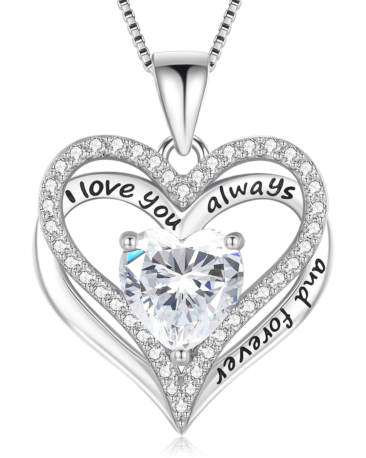 925 Silver Heart Love Necklace Women, Wife Anniversary Jewelry Gift for Her