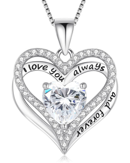 925 Silver Heart Love Necklace Women, Wife Anniversary Jewelry Gift for Her