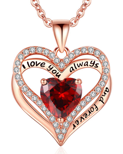 925 Silver Heart Love Necklace Women, Wife Anniversary Jewelry Gift for Her