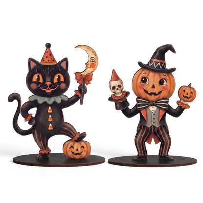 Wooden Halloween Decor Small Halloween Signs Indoor Decor Black Cat Pumpkin