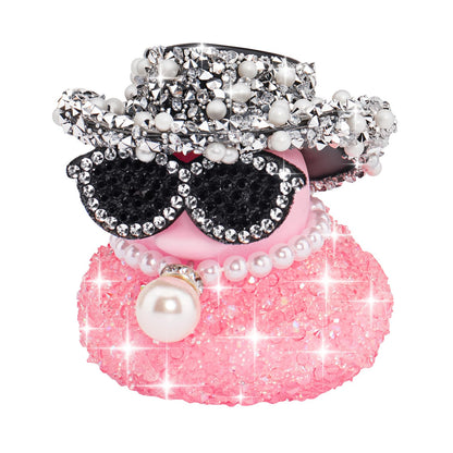 Pink Diamond Rubber Duck Car Ornaments Dashboard Decorations for Cool car Accessories with Diamond