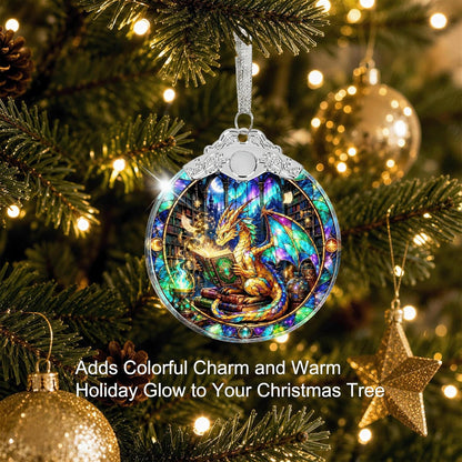 Dragon & Book Christmas Ornament 2026 Glass - Christmas Tree Decorations