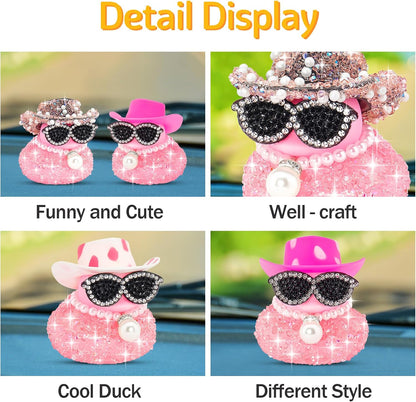 Pink Diamond Rubber Duck Car Ornaments Dashboard Decorations for Cool car Accessories with Diamond