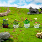 4PCS Crystal Cactus Decor - Cute Car Dashboard Ornaments for Home & Office