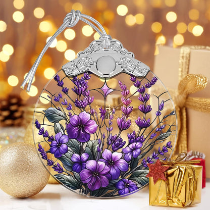 Violet Stained Glass Christmas Ornament
