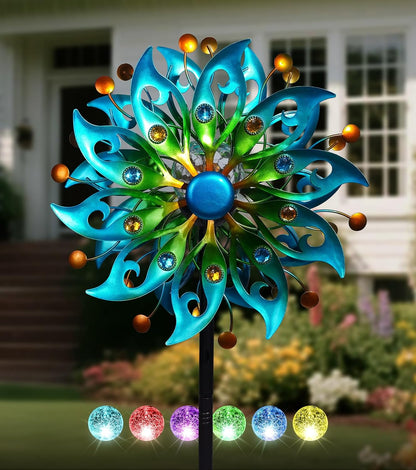 Solar Wind Spinners Outdoor, Yard Decorations Outdoor, Peacock Decor