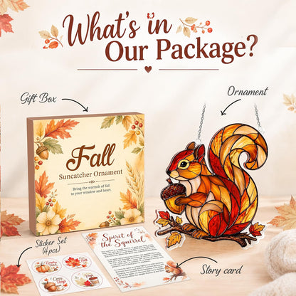 Acrylic Squirrel Suncatcher Autumn Ornamen, Squirrel Gifts for Women