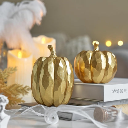 Pumpkin Decor Fall Decoration, Resin Gold Pumpkins for Decorating