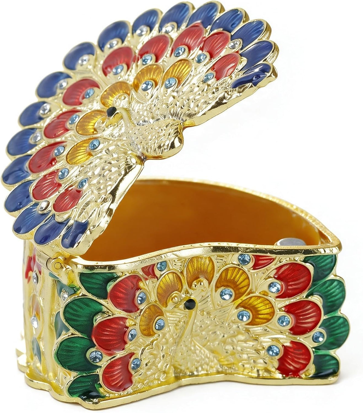 Enamel Peacock & Nature-Inspired Trinket Boxes