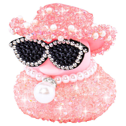 Pink Diamond Rubber Duck Car Ornaments Dashboard Decorations for Cool car Accessories with Diamond
