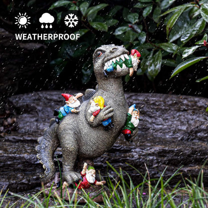 SOWSUN 14" Garden Gnomes Statue Dinosaur Outdoor Decor Gifts for Women