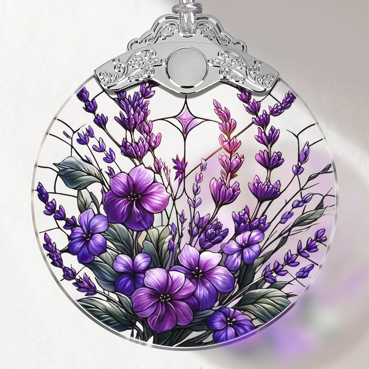 Violet Stained Glass Christmas Ornament