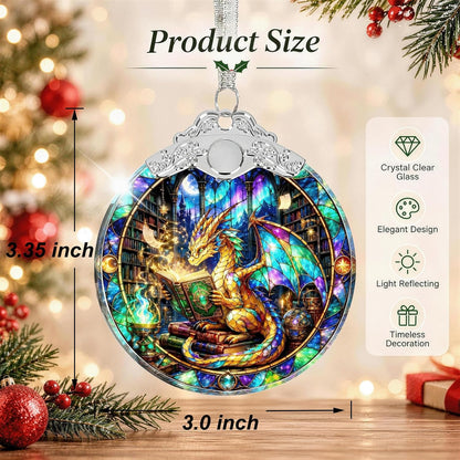 Dragon & Book Christmas Ornament 2026 Glass - Christmas Tree Decorations