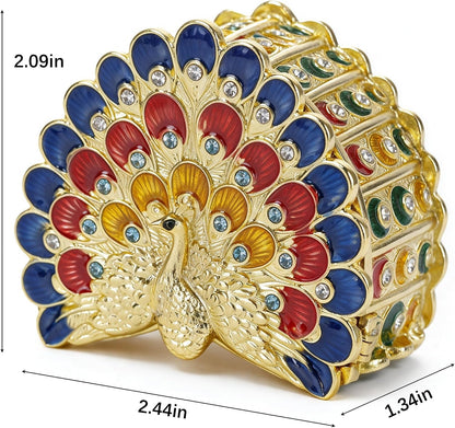 Enamel Peacock & Nature-Inspired Trinket Boxes