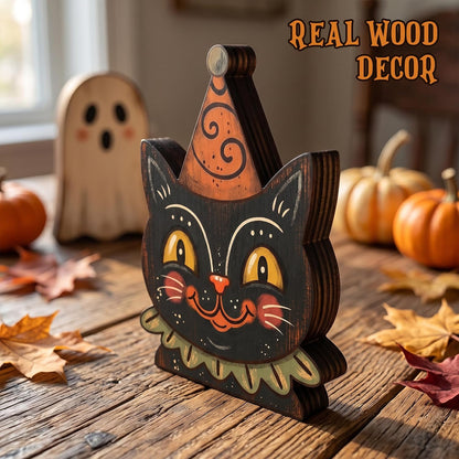 Wooden Halloween Decor Small Halloween Signs Indoor Decor Black Cat Pumpkin