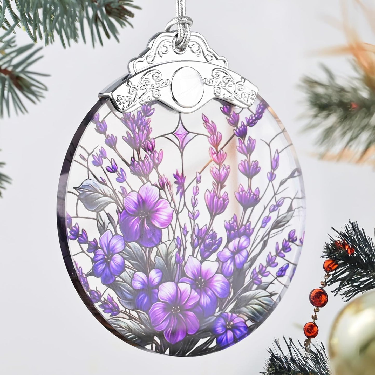Violet Stained Glass Christmas Ornament