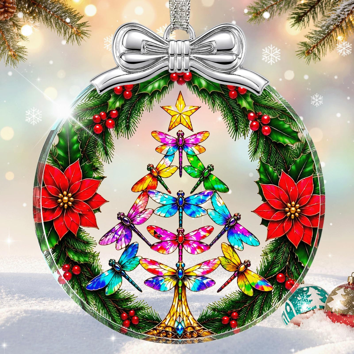 Dragon & Book Christmas Ornament 2026 Glass - Christmas Tree Decorations