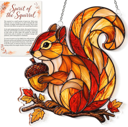 Acrylic Squirrel Suncatcher Autumn Ornamen, Squirrel Gifts for Women