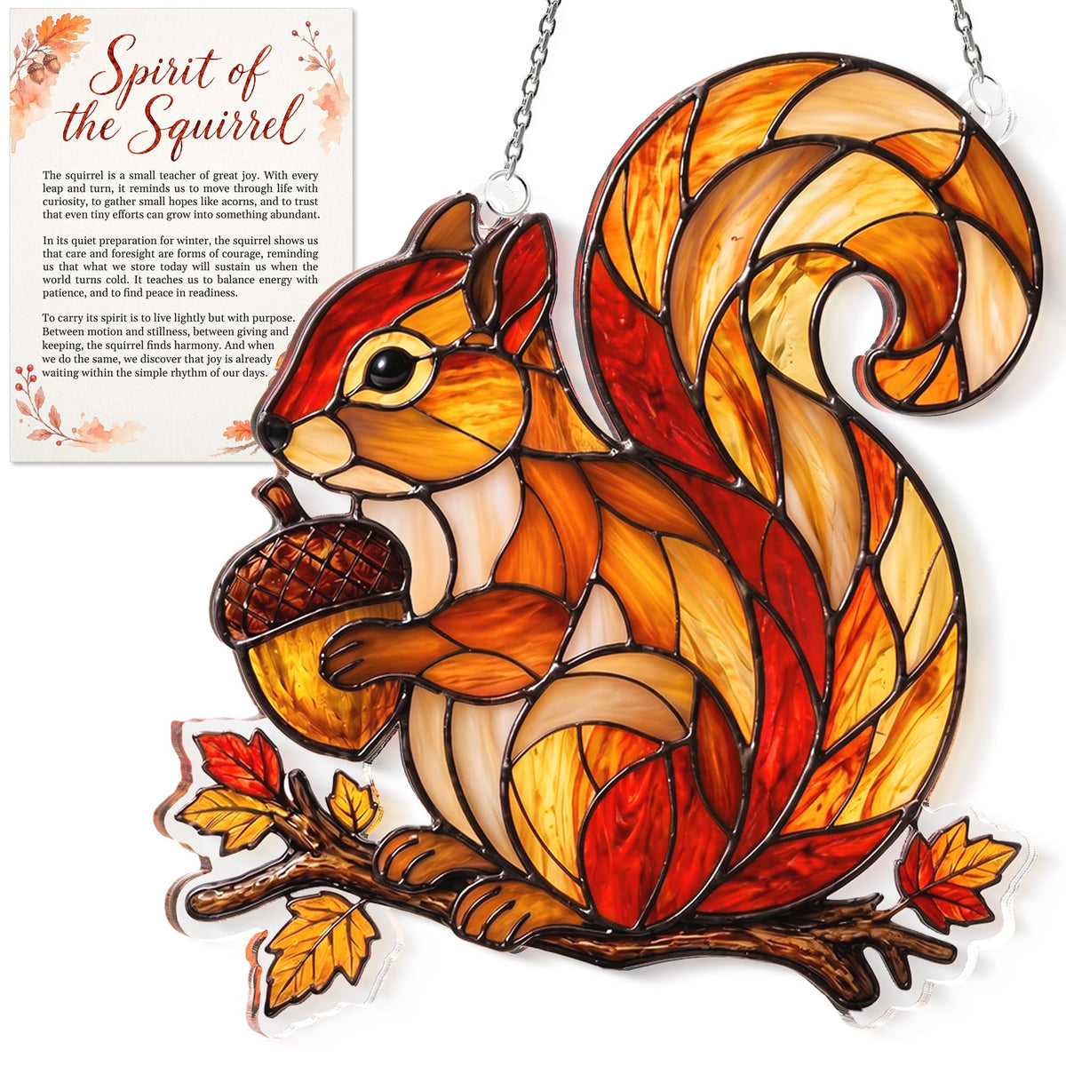 Acrylic Squirrel Suncatcher Autumn Ornamen, Squirrel Gifts for Women