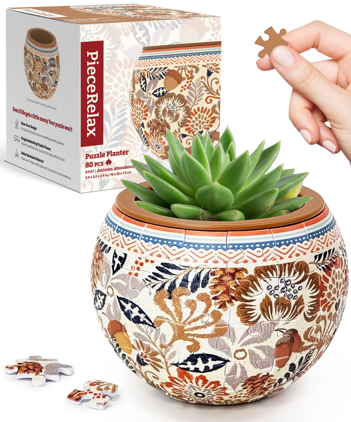 PieceRelax 3D Puzzle Planter – 80-Piece Decorative Plant Pot