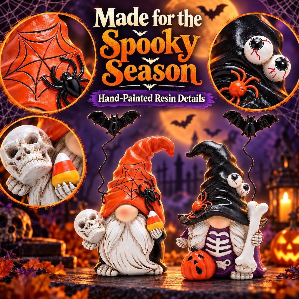 Hodao Halloween Gnome Set of 2, Spooky Fall Home Decor
