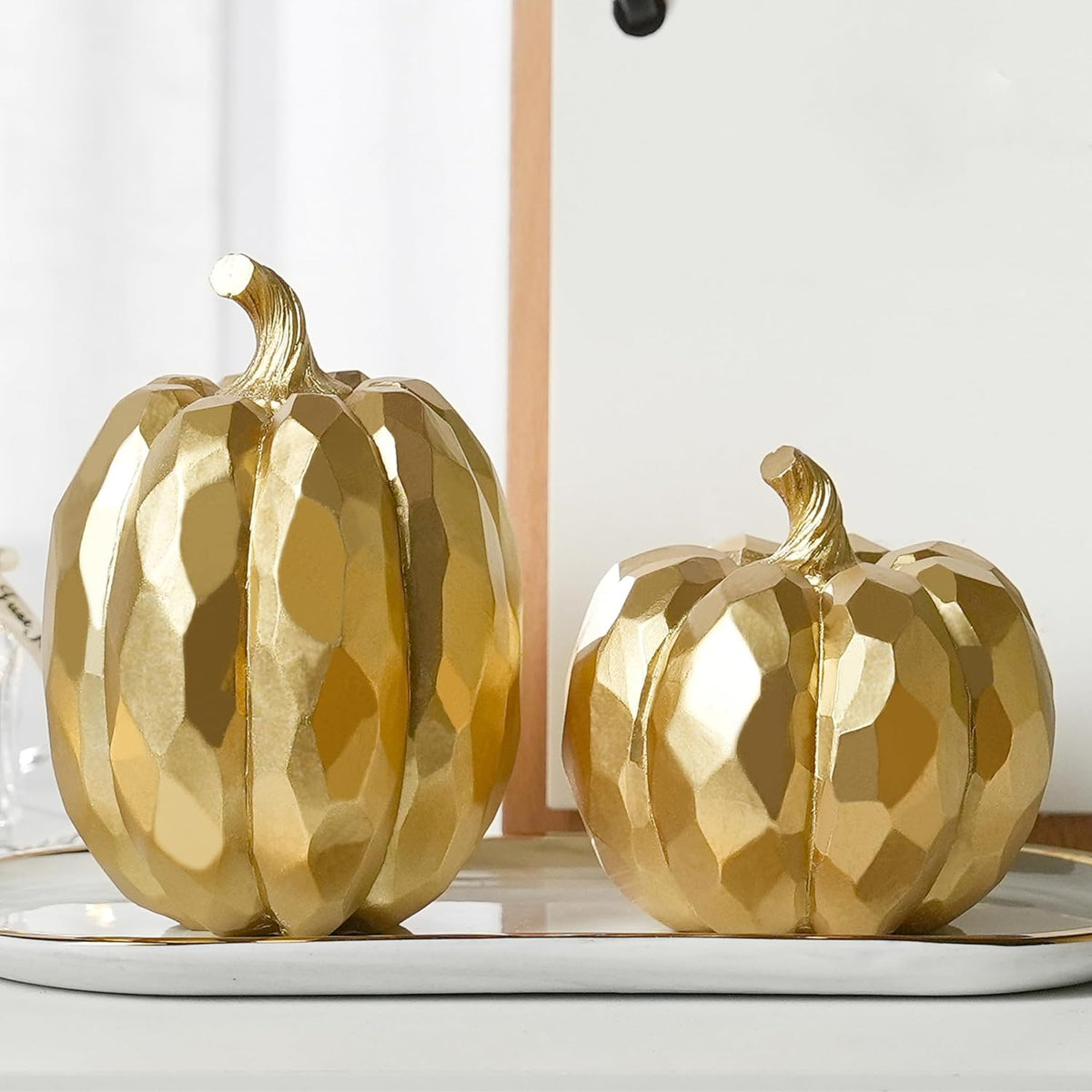 Pumpkin Decor Fall Decoration, Resin Gold Pumpkins for Decorating